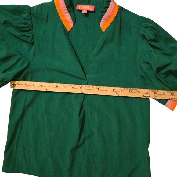 Anthropologie THML S Ruffled Orange Embroidered Top Boho Preppy Peasant - Picture 9 of 9